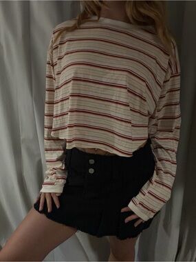 Bdg beige striped long sleeve top